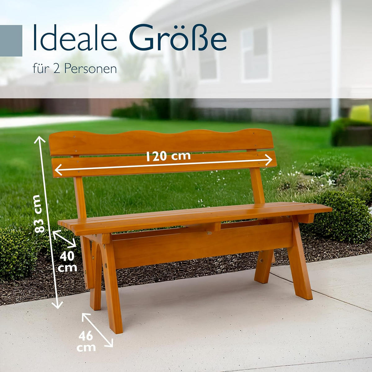 GARTENBANK Tromsö RD 120cm - Braun, Holz (42/60/120cm) - Beautissu 
