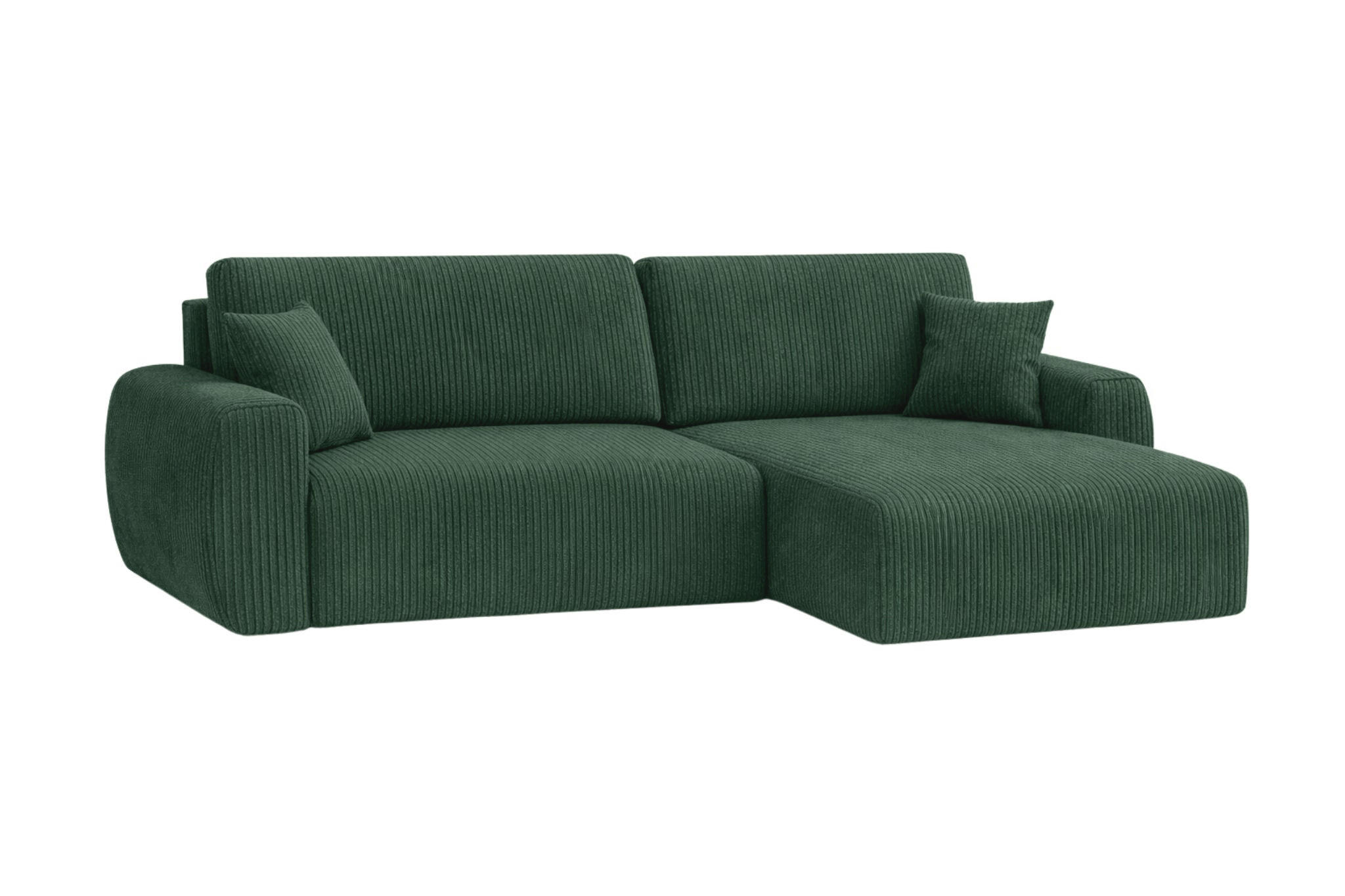 ECKSOFA Mit Schlaffunktion Ariel L, Cordstoff, Stoff Poso, Grün, Rechts - Grün, Holz (250/142cm) - Kaiser Möbel