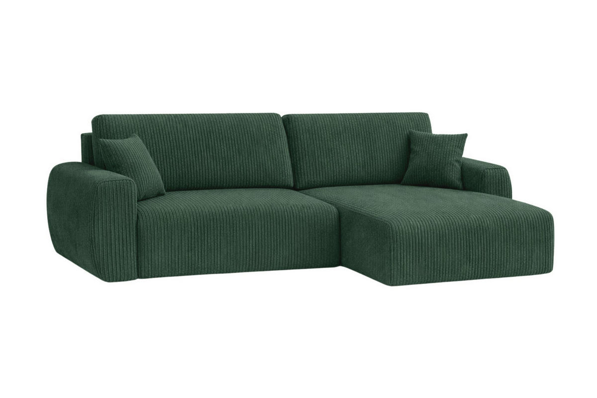 ECKSOFA Mit Schlaffunktion Ariel L, Cordstoff, Stoff Poso, Grün, Rechts - Grün, Holz (250/142cm) - Kaiser Möbel