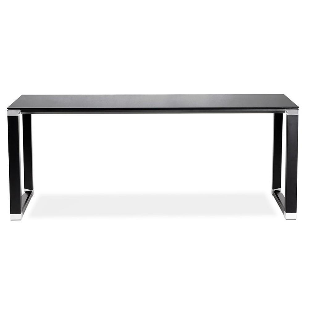 GLASSCHREIBTISCH Verchromt Mit Kufengestell Modern KERIX, Schwarz 200x100x73 cm - Schwarz, Glas/Metall (100/200/73cm) - KADIMA DESIGN