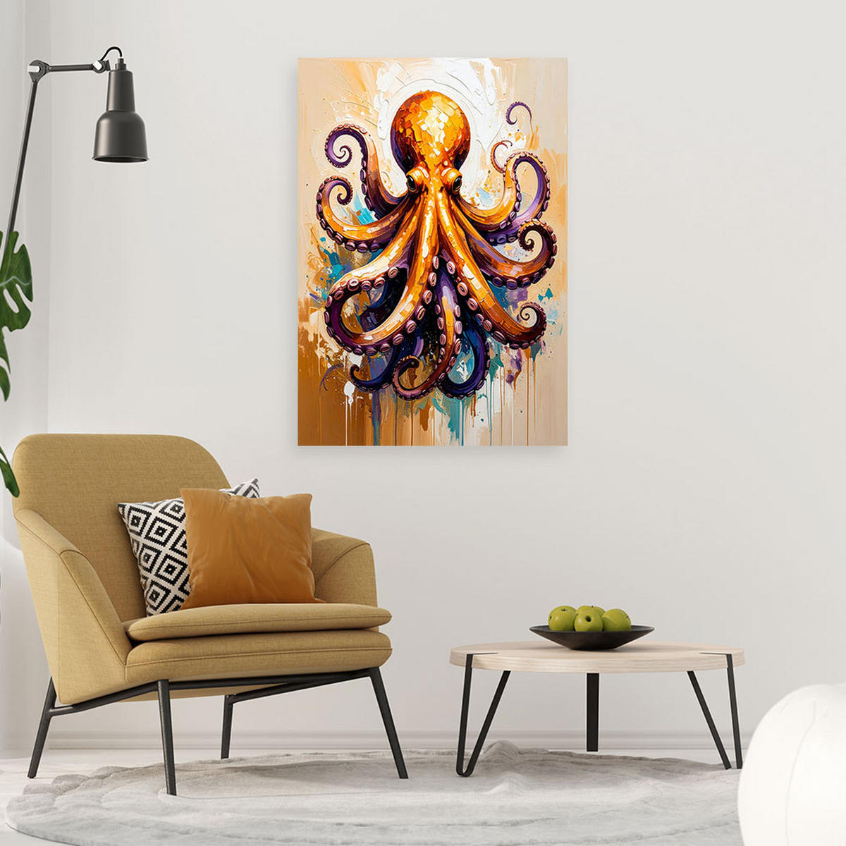 LEINWANDBILD Bar oder das Restaurant Oktopus 80x120cm - Beige, Textil (80/120cm) - Feeby