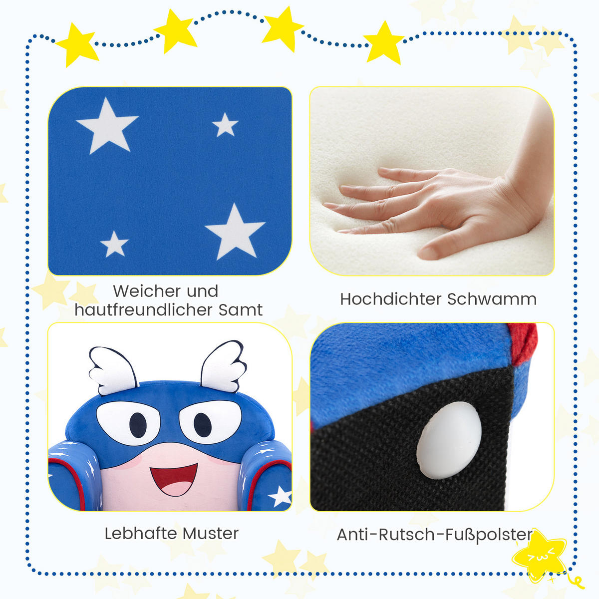 KINDERSOFA 54cm Blau - Blau, Holz (40/54/50cm) - COSTWAY
