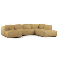 WOHNLANDSCHAFT mit Longchair - Schwarz/Honig, Kunststoff/Textil (325/71/235cm) - home24