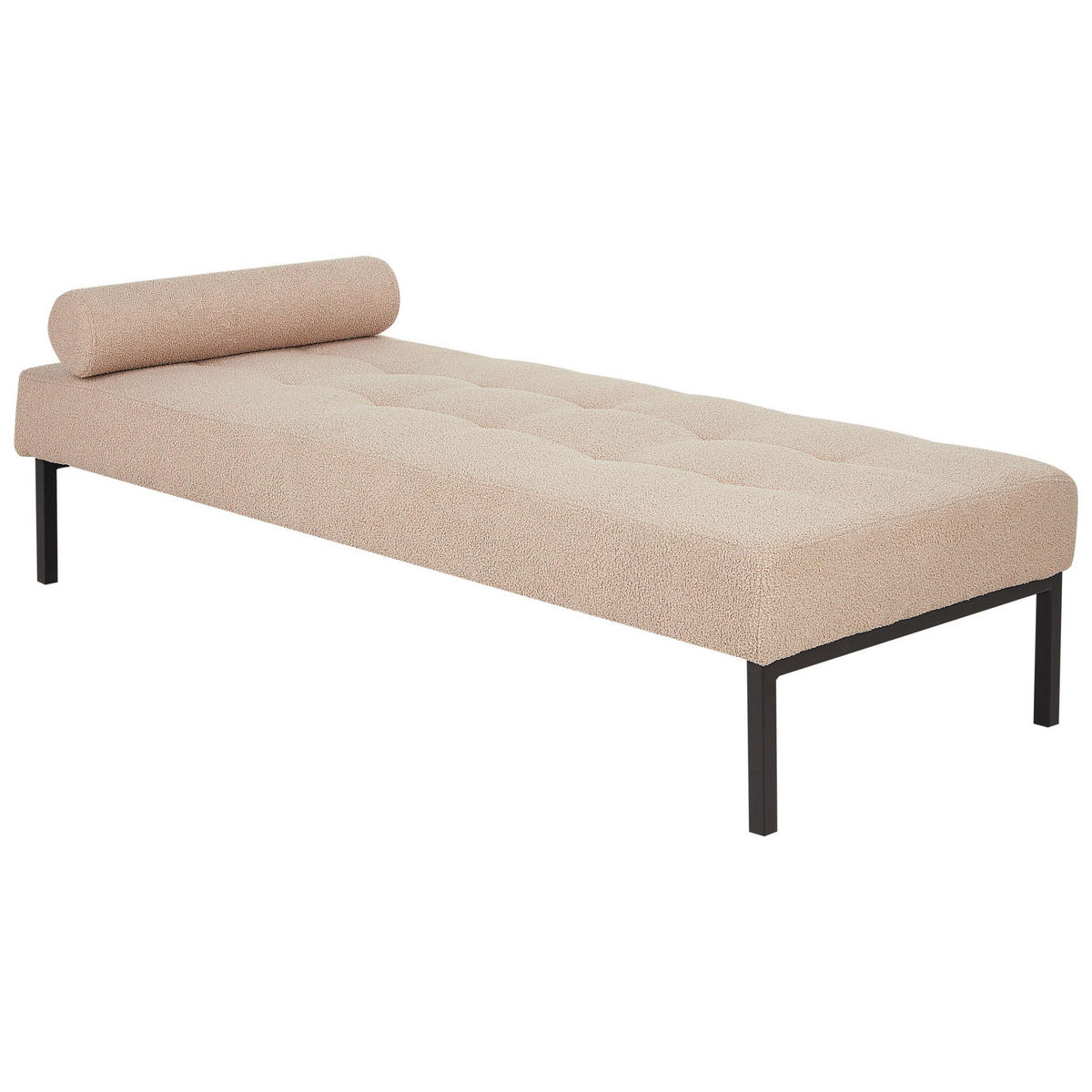 ČALOUNĚNÉ LEHÁTKO CHAISE LONGUE Bouclé Béžové Chinon - černá/béžová, textil (178/41/73cm) - Beliani