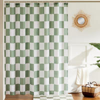 DUSCHVORHANG Grün kariert Schachbrettmuster Retro maschinenwaschbar fürs Badezimmer - Grün, Textil (180/180cm) - MCBOSON