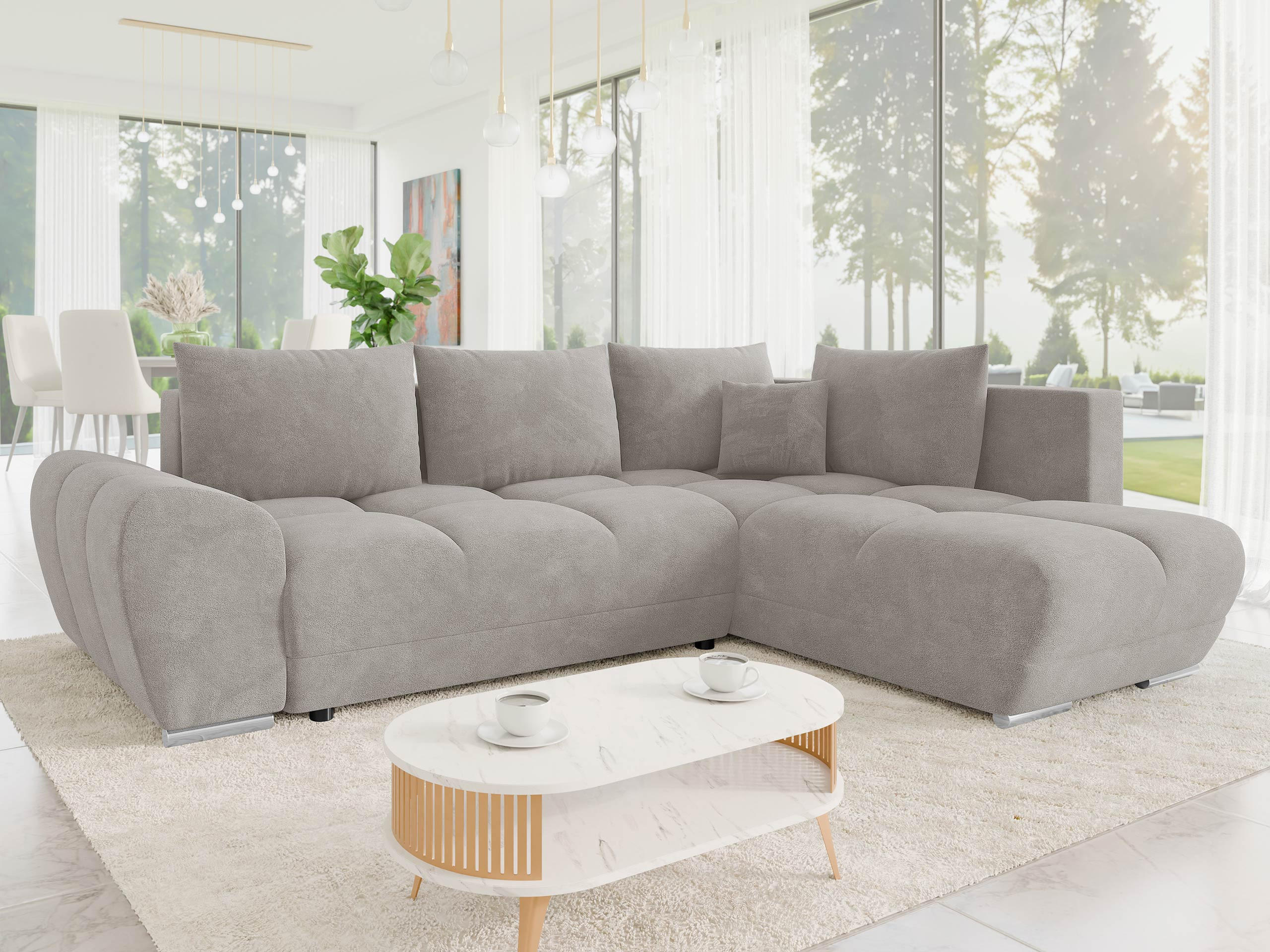 ECKSOFA Forest, Seite: Rechts - Schwarz/Grau, Holz/Kunststoff (290/183cm) - MIRJAN24