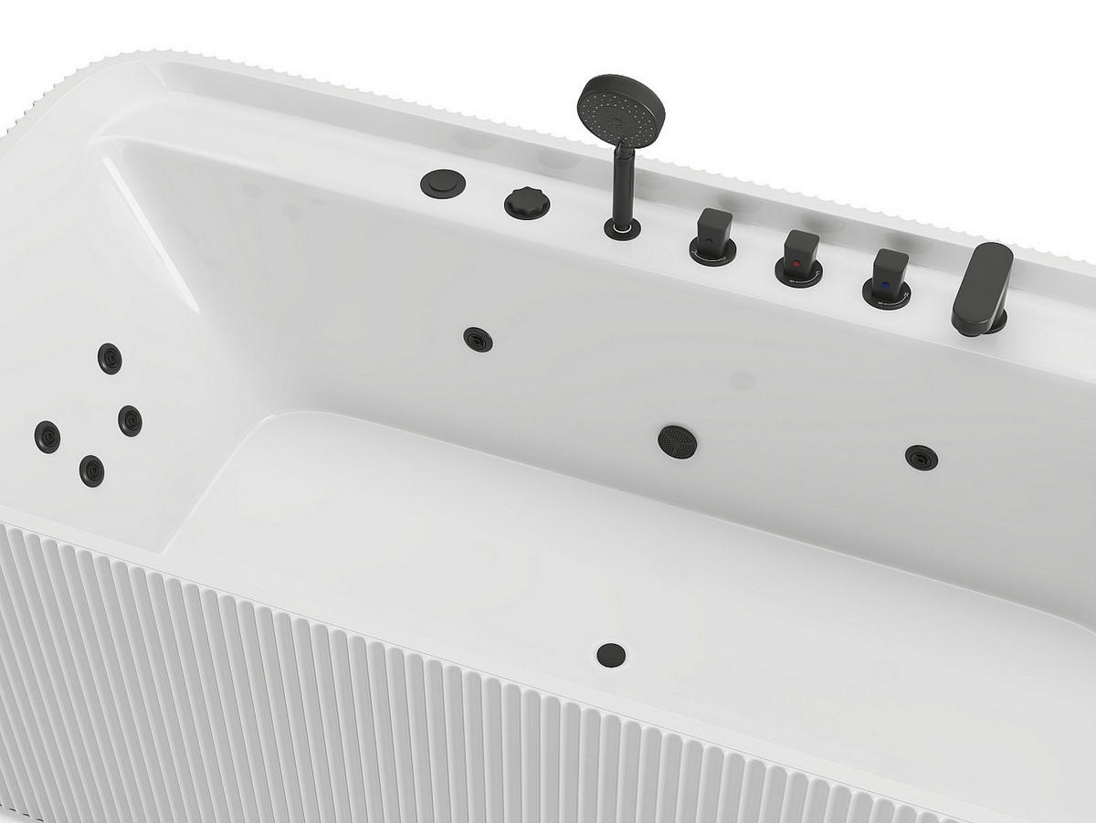 WHIRLPOOLBADEWANNE - 1 Person - acryl - weiß Sizora - Weiß, Kunststoff (170/58/80cm) - Vente-Unique
