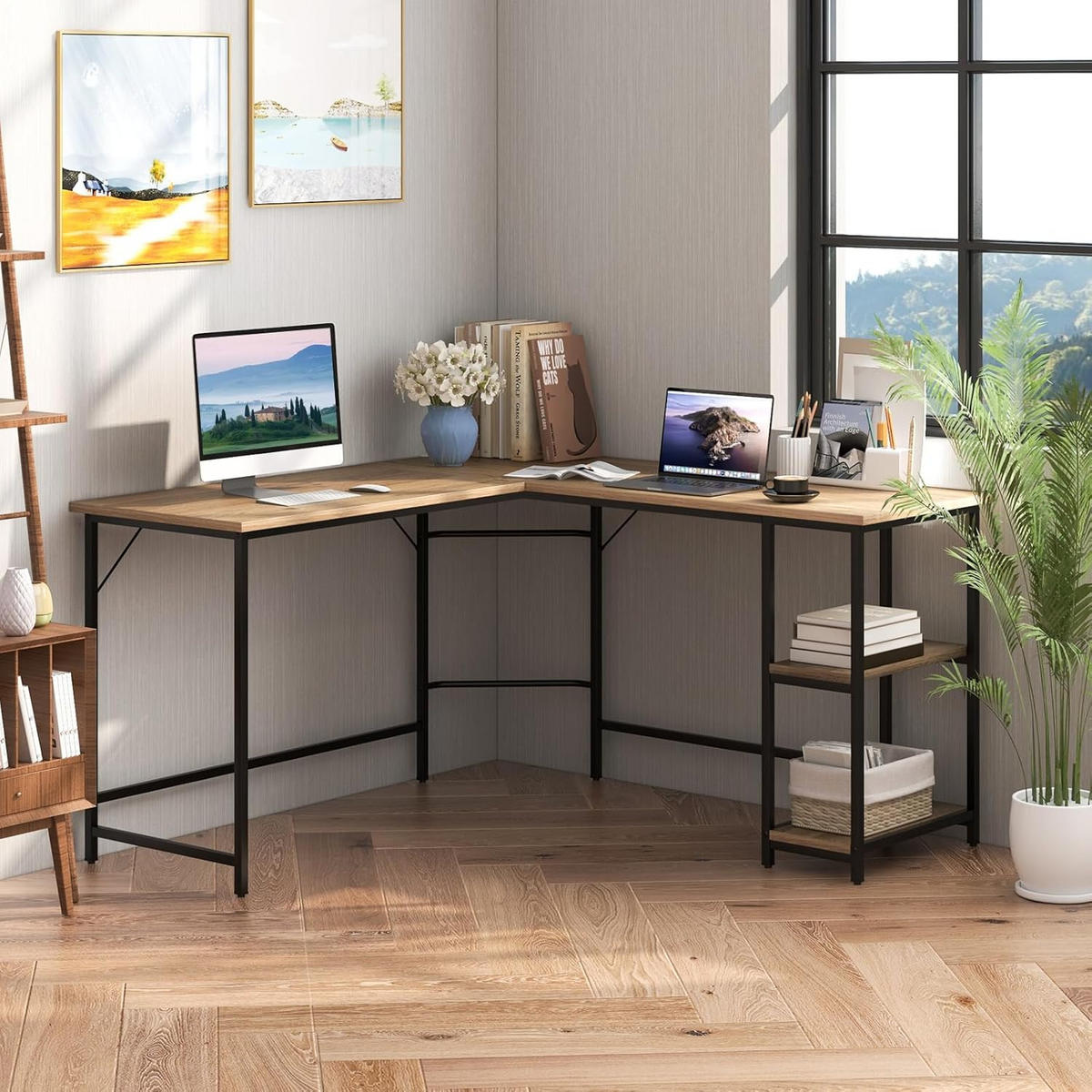 DATORBORD Natur - Naturfärgad, Träbaserade material (138/138/75cm) - COSTWAY