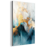 METALLBILD Abstrakt - Kunst - Gold - Blau 40x60 cm - Petrol, Metall (40/60cm) - MuchoWow