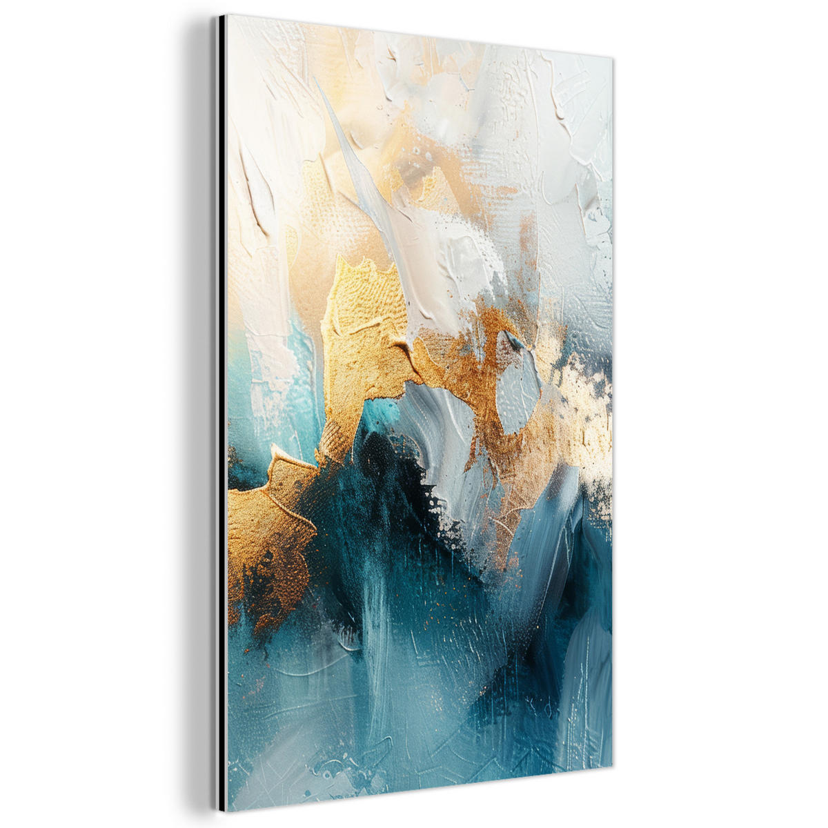 METALLBILD Abstrakt - Kunst - Gold - Blau 40x60 cm - Petrol, Metall (40/60cm) - MuchoWow