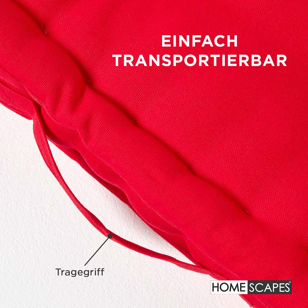 SITZKISSEN rot 50/50/10 cm – Bodenkissen unifarben - Rot, Textil (50/50/10cm) - Homescapes