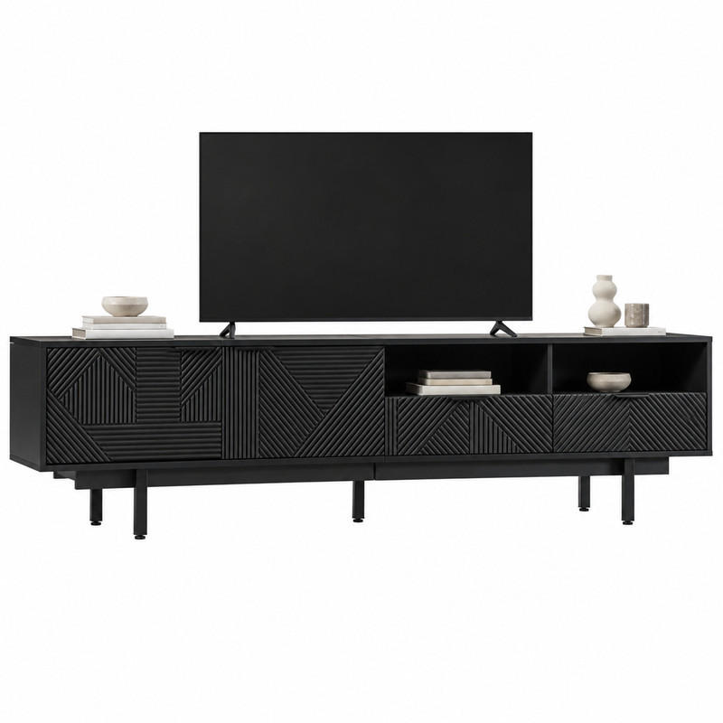 TV-ELEMENT mit Stauraum 200 x 40 x 51 cm Schwarz - Schwarz, Holzwerkstoff (40/51/200cm) - Beauniv