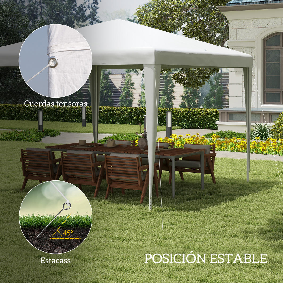 GARTENPAVILLON, Stahlrohr Abflussloch, weiß - Weiß, Kunststoff (14/16/110cm) - Vallsero