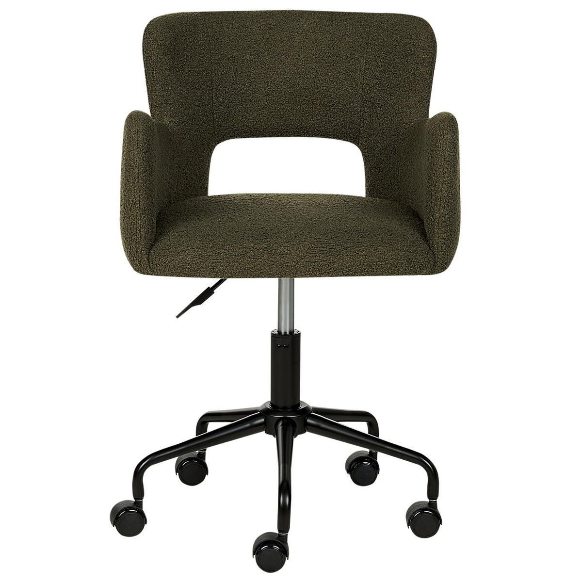 BÜROSTUHL Bouclé Dunkelgrün Sanilac - Schwarz/Grün, Textil (62/71/62cm) - Beliani