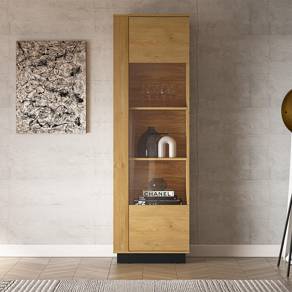 VITRÍNA Ysia Dřevo a černá - černá, kompozitní dřevo (60/196/40cm) - Petits-meubles