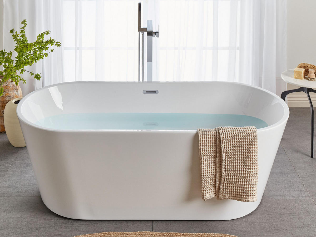 BADEWANNE FREISTEHEND 72x170x59 cm weiß Havana - Weiß, Kunststoff (72/59/170cm) - Beliani
