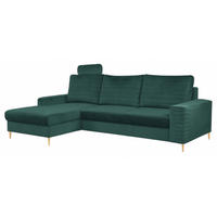 ECKSOFA Grün OLI Ausziehbar Mit Kopfstütze Und Bettkasten Links - Grün, Textil (253/165cm) - Sepro Meble