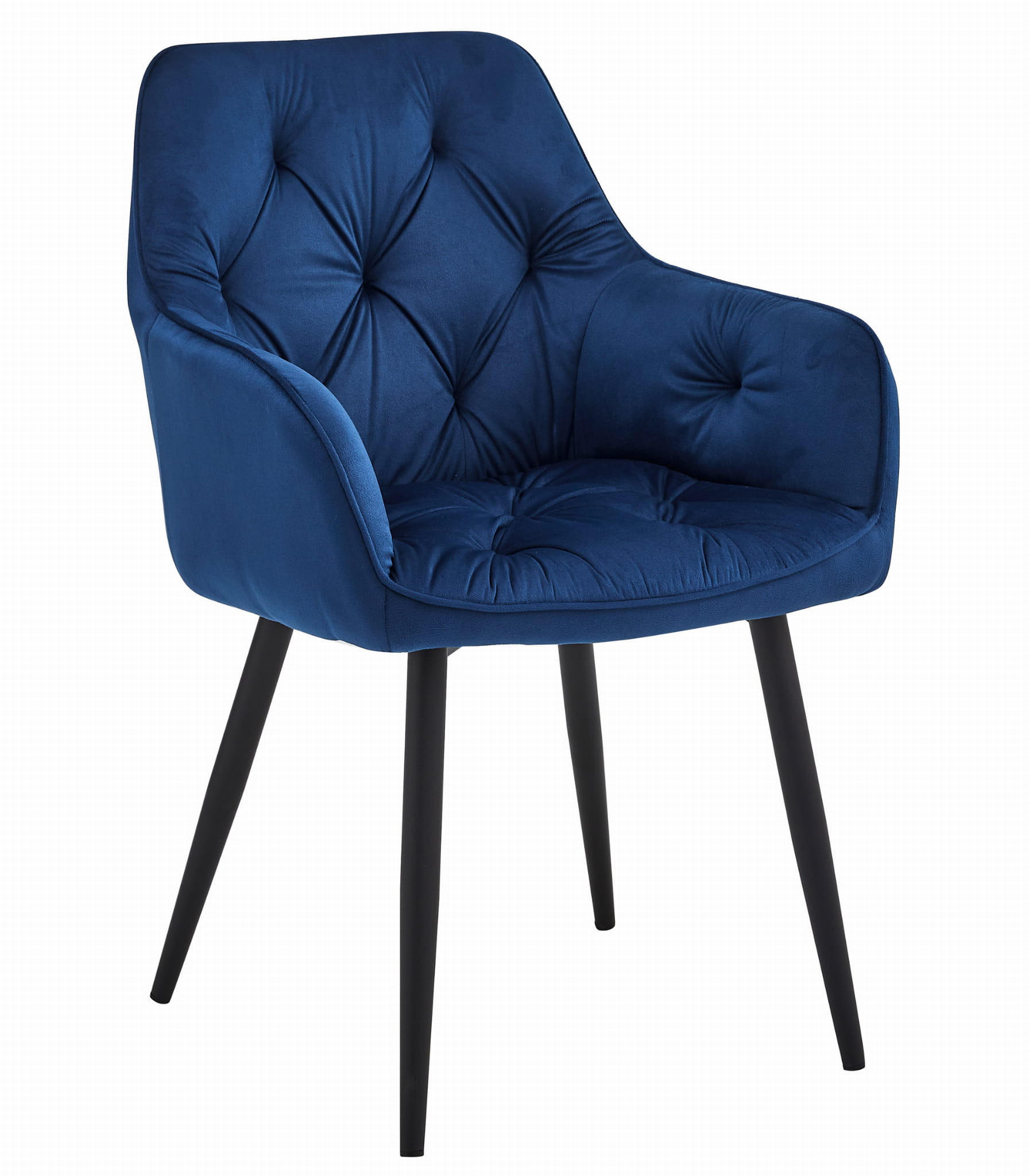 STUHL IRGOLI 1 Stück, Blau, Schwarz, mit Samtstoff gepolstert - Blau, Textil/Metall (56/84/62cm) - Komodee
