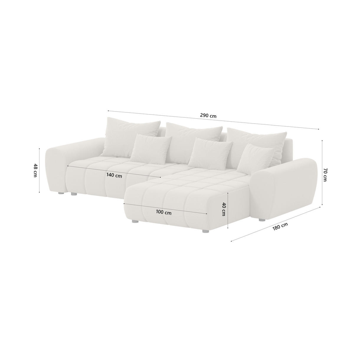ECKSOFA Eide L mit Schlaffunktion, Beige - Beige, Textil (291/180cm) - Fedve