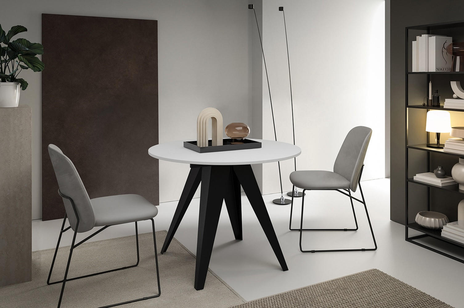 ESSTISCH Gerda Icy Weiß / Schwarz 90/128 / 90 / 76cm - Schwarz/Weiß, Holz/Holzwerkstoff (90/90/76cm) - Feldmann-Wohnen