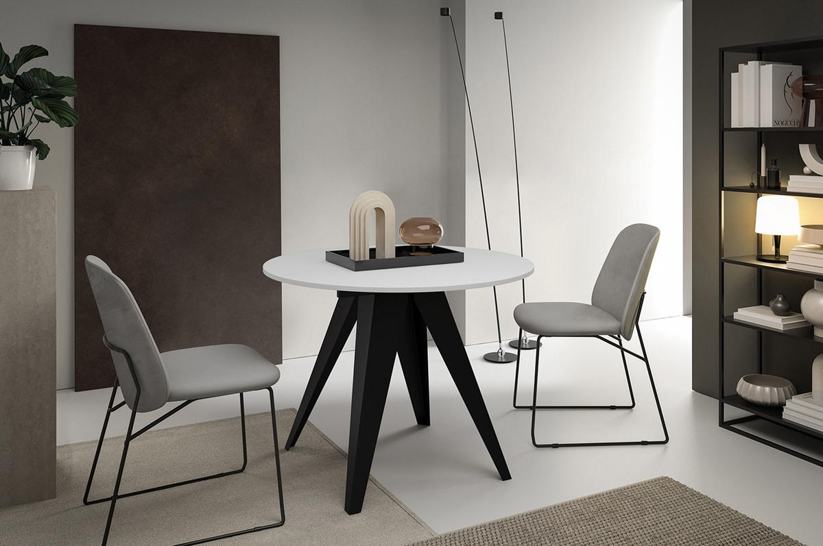 ESSTISCH Gerda Icy Weiß / Schwarz 90/128 / 90 / 76cm - Schwarz/Weiß, Holz/Holzwerkstoff (90/90/76cm) - Feldmann-Wohnen