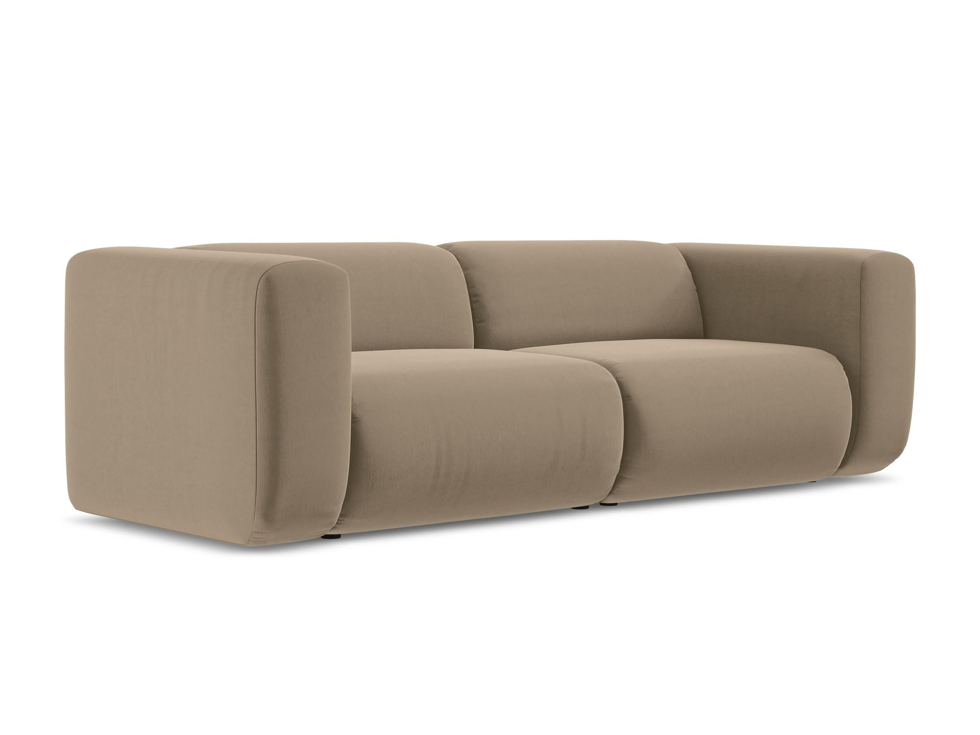 3-SITZER SOFA Samt Stoff Beige - Beige/Creme, Kunststoff/Textil (228/70/89cm) - Makamii