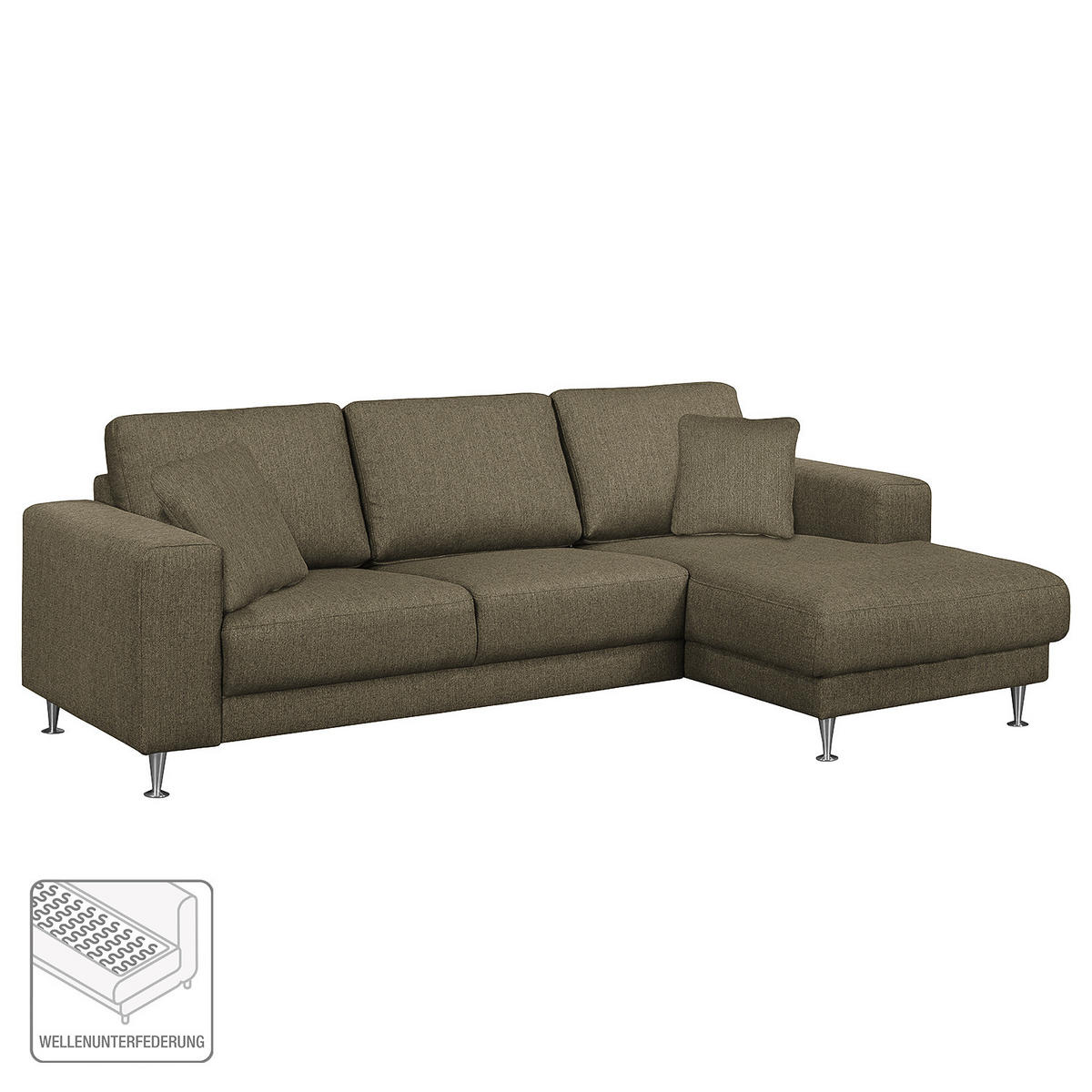 ECKSOFA mit Longchair - Strukturstoff - Beige, Textil (235/150cm) - home24