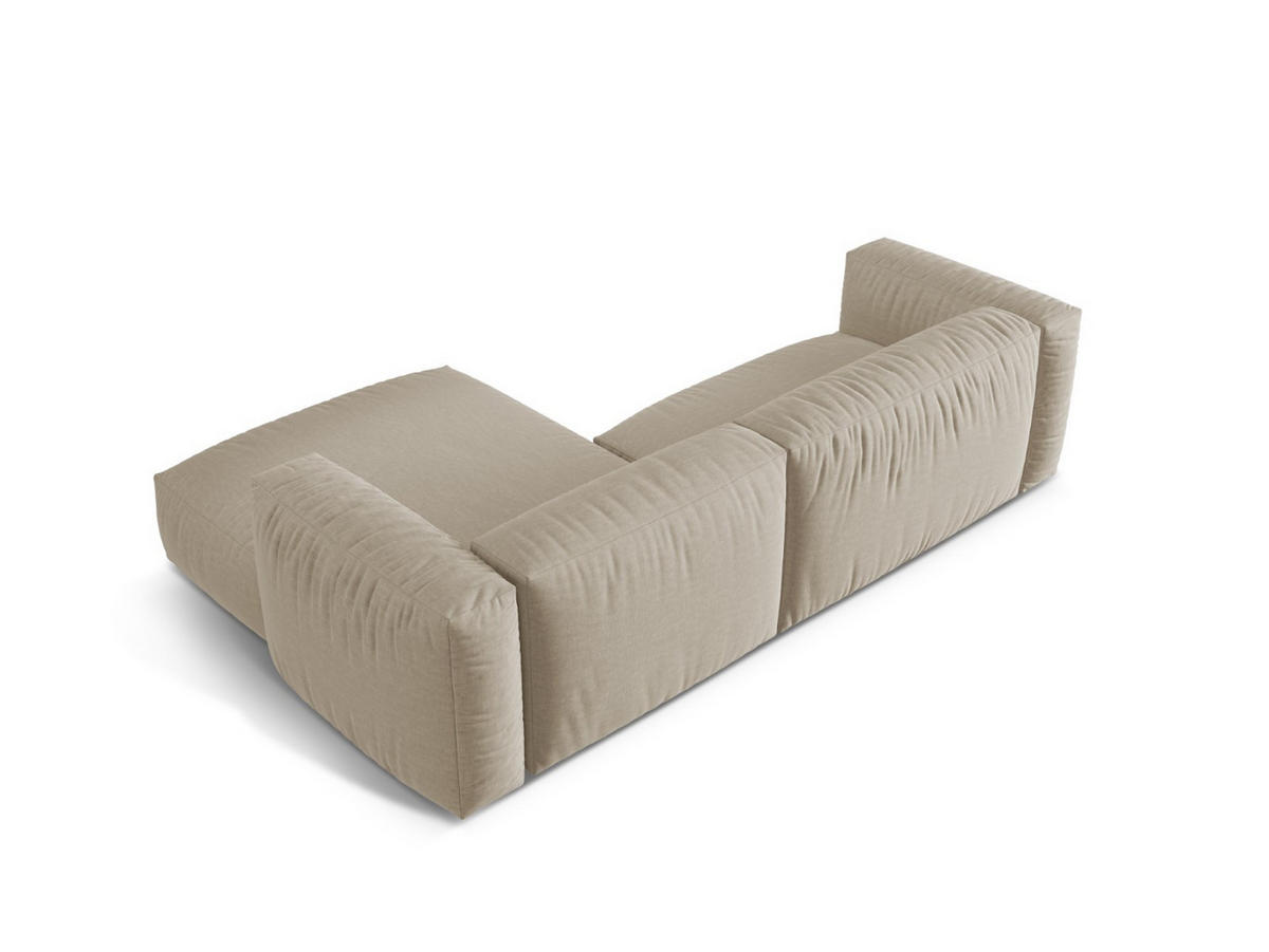 ECKSOFA modular rechts Martina aus strukturiertem Stoff leichtes beige 2 Sitzplätze - Creme, Textil (176/283cm) - Micadoni