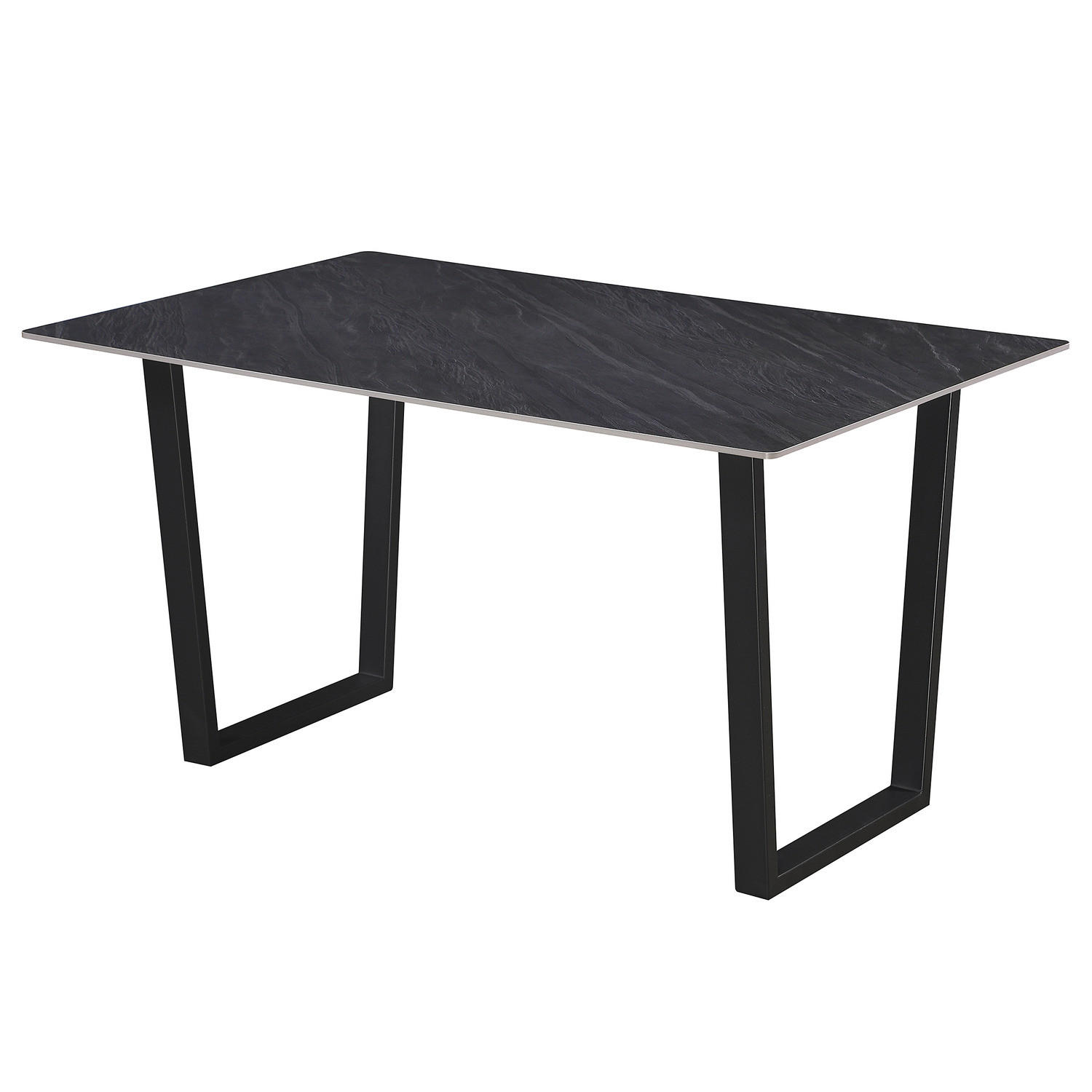 ESSTISCH - Keramik / Stahl - Schwarz, Keramik/Metall (90/140/75cm) - home24