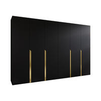 DREHTÜRENSCHRANK Mila I 300 - Goldfarben/Schwarz, Holzwerkstoff/Kunststoff (300/202/52cm) - MIRJAN24