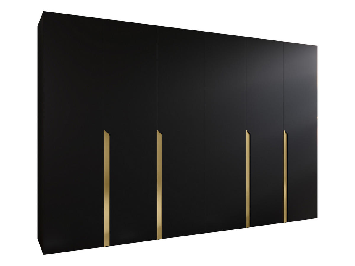 DREHTÜRENSCHRANK Mila I 300 - Goldfarben/Schwarz, Holzwerkstoff/Kunststoff (300/202/52cm) - MIRJAN24