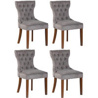 WOHNZIMMERSTUHL 4er Set Samt Grau - Naturfarben/Grau, Holz/Textil (51/90/59cm) - CLP