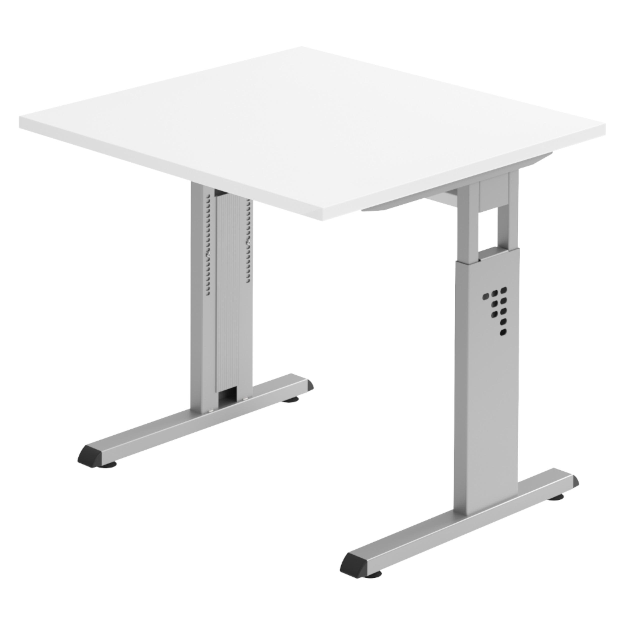 SCHREIBTISCH Serie-O 80/80/74 cm in Weiß/Silberfarben - Silberfarben/Weiß, Holzwerkstoff (80/80/74cm) - bümö