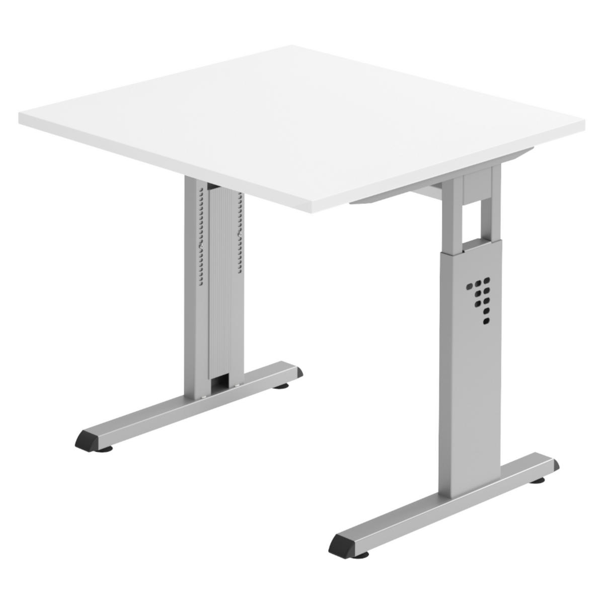 SCHREIBTISCH Serie-O 80/80/74 cm in Weiß/Silberfarben - Silberfarben/Weiß, Holzwerkstoff (80/80/74cm) - bümö