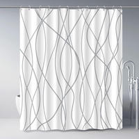 DUSCHVORHANG schimmelresistent Grau gestreift Stoff für Badewanne waschbar Badezimmer - Weiß, Textil (180/200cm) - MCBOSON