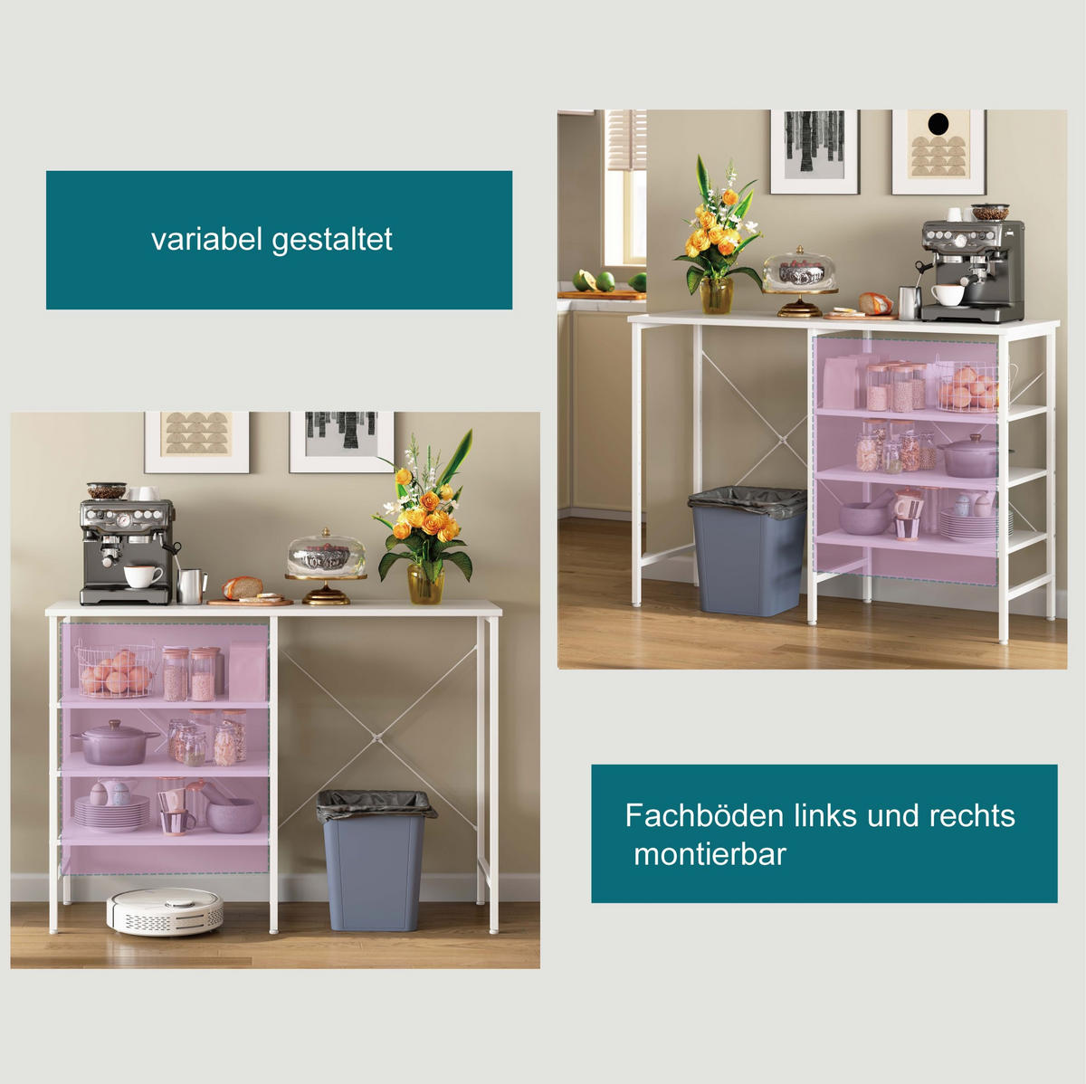 SIDEBOARD 120/40/85,5 cm mit flexibel montierbaren Regalen und höhenverstellbaren Füßen, Weiß - Weiß, Holzwerkstoff (120/85/40cm) - Redom