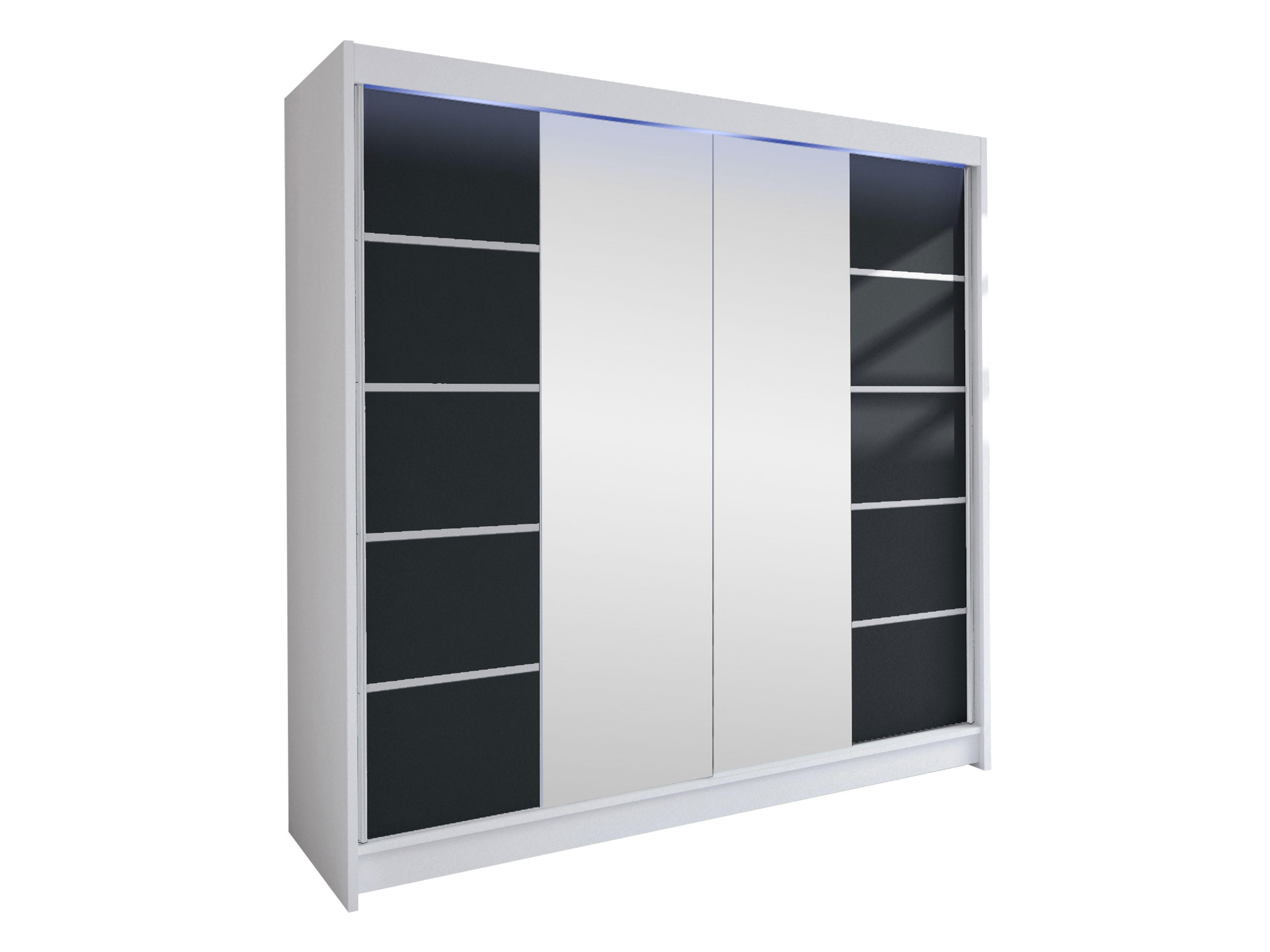 SCHWEBETÜRENSCHRANK Talin V, mit RGB LED Beleuchtung - Silberfarben/Multicolor, Holzwerkstoff/Metall (180/215/58cm) - MIRJAN24