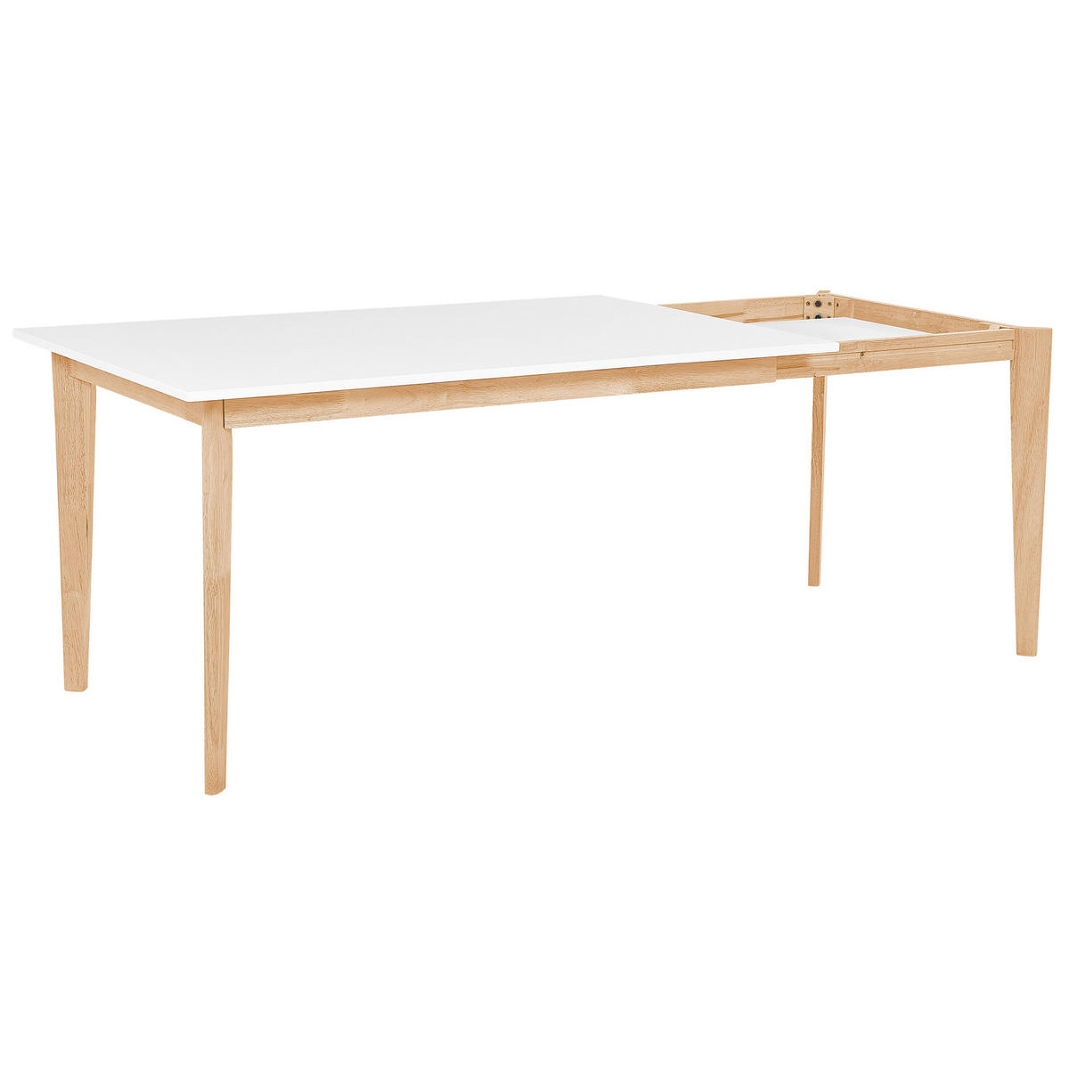 ESSTISCH 140-180/90/75 cm Weiß, Hellbraun Rechteckig Sola - Weiß, Holzwerkstoff (180/90/75cm) - Beliani