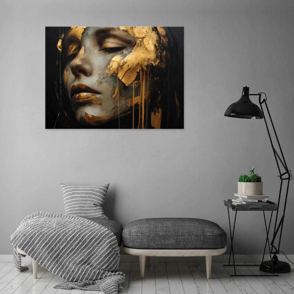 WANDBILDER Frau Gold Schwarz Abstrakt 60x40 - Multicolor, Holzwerkstoff (60/40cm) - Wallarena