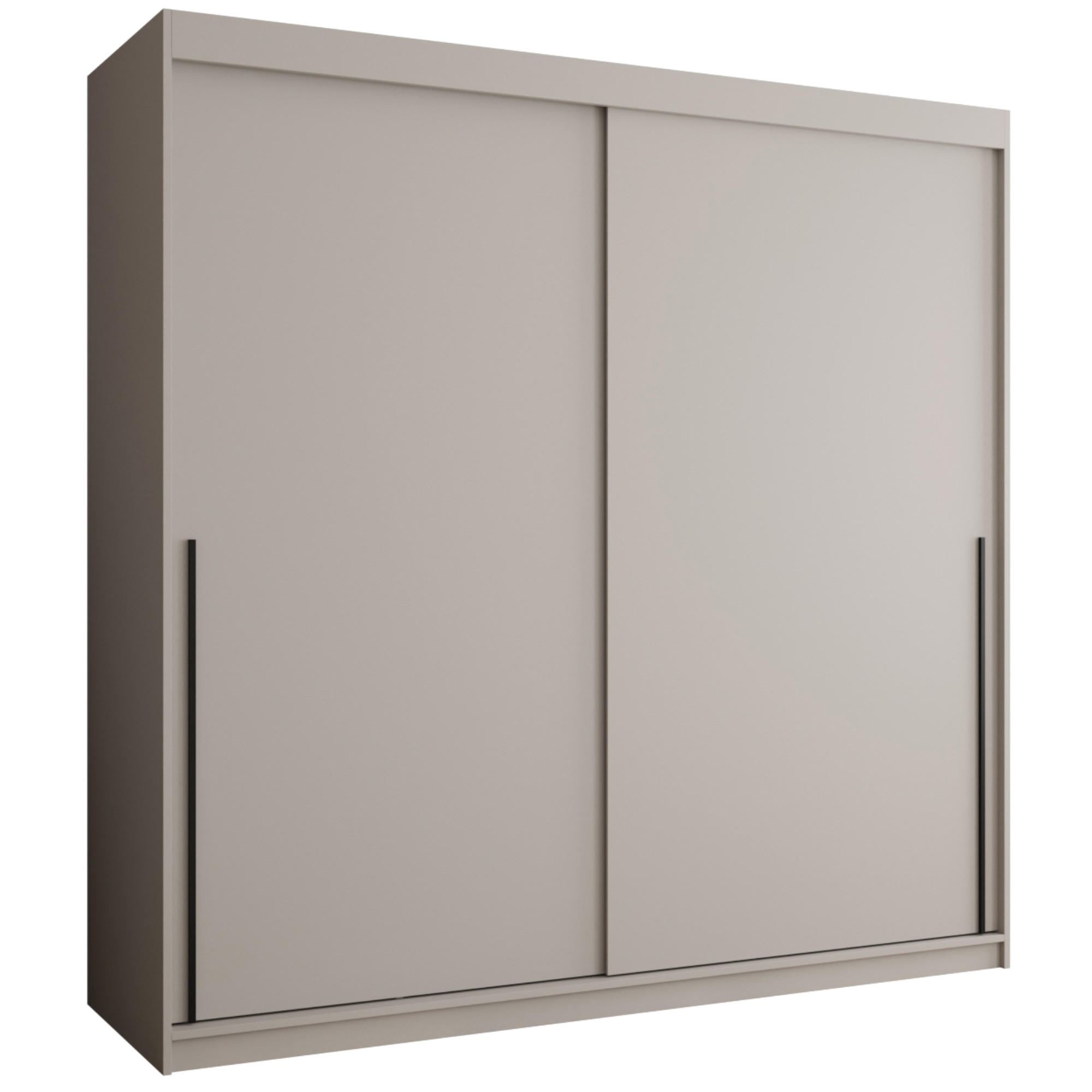 SCHIEBETÜRENSCHRANK 200 cm Breite Kaschmir mit schwarzem Griff - Kaschmir/Schwarz, Holzwerkstoff (200/200/62cm) - Home Collective