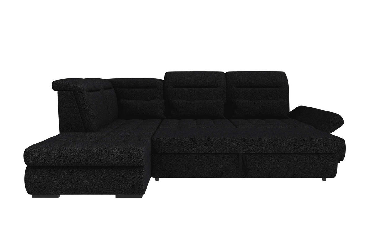 ECKSOFA Toscana Strukturstoff inkl. Schlaffunktion - Schwarz, Textil (227/279cm) - 99rooms