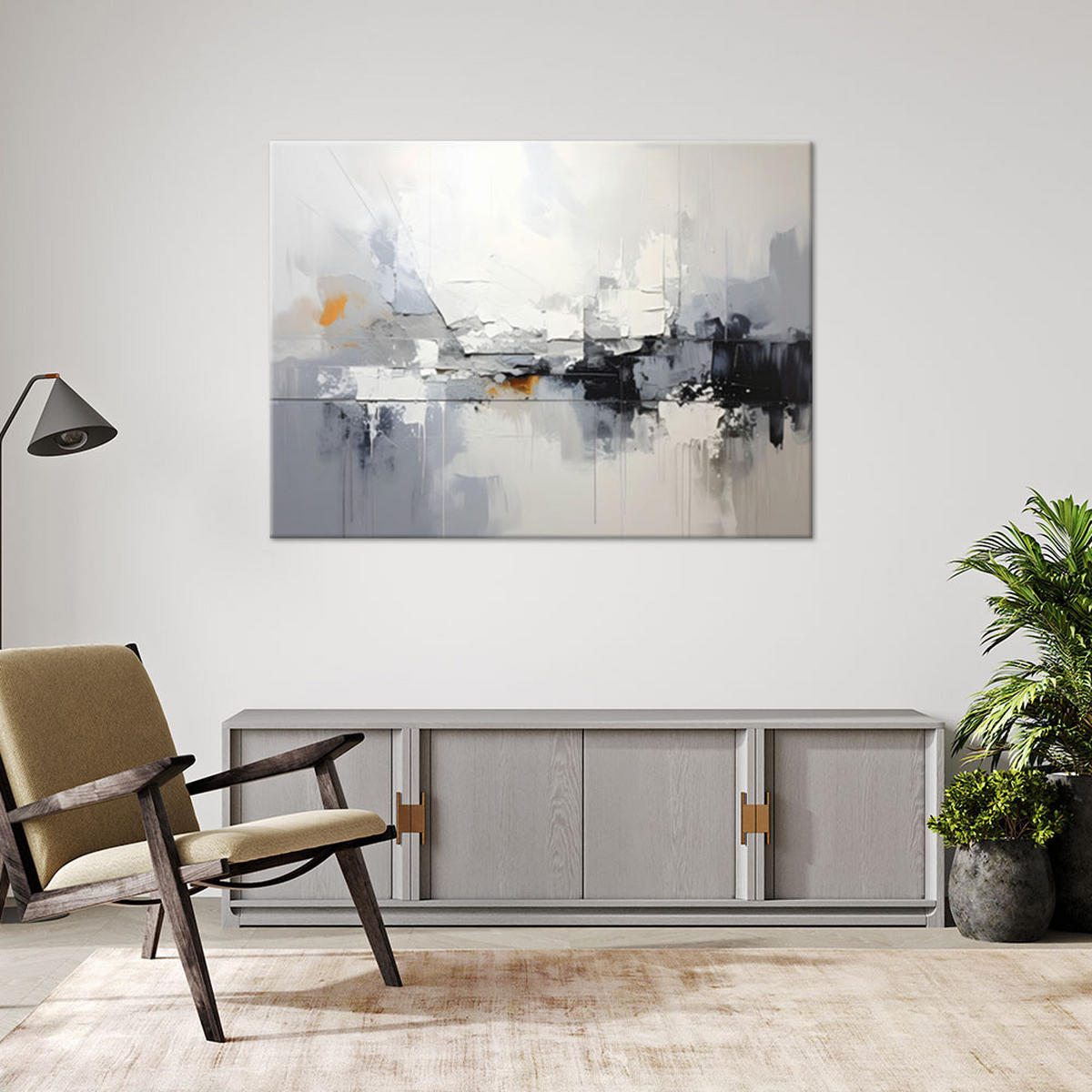 LEINWANDBILDER, Graue Abstrakt mit Pinselstrichimitation - Grau, Textil (120/80cm) - Feeby