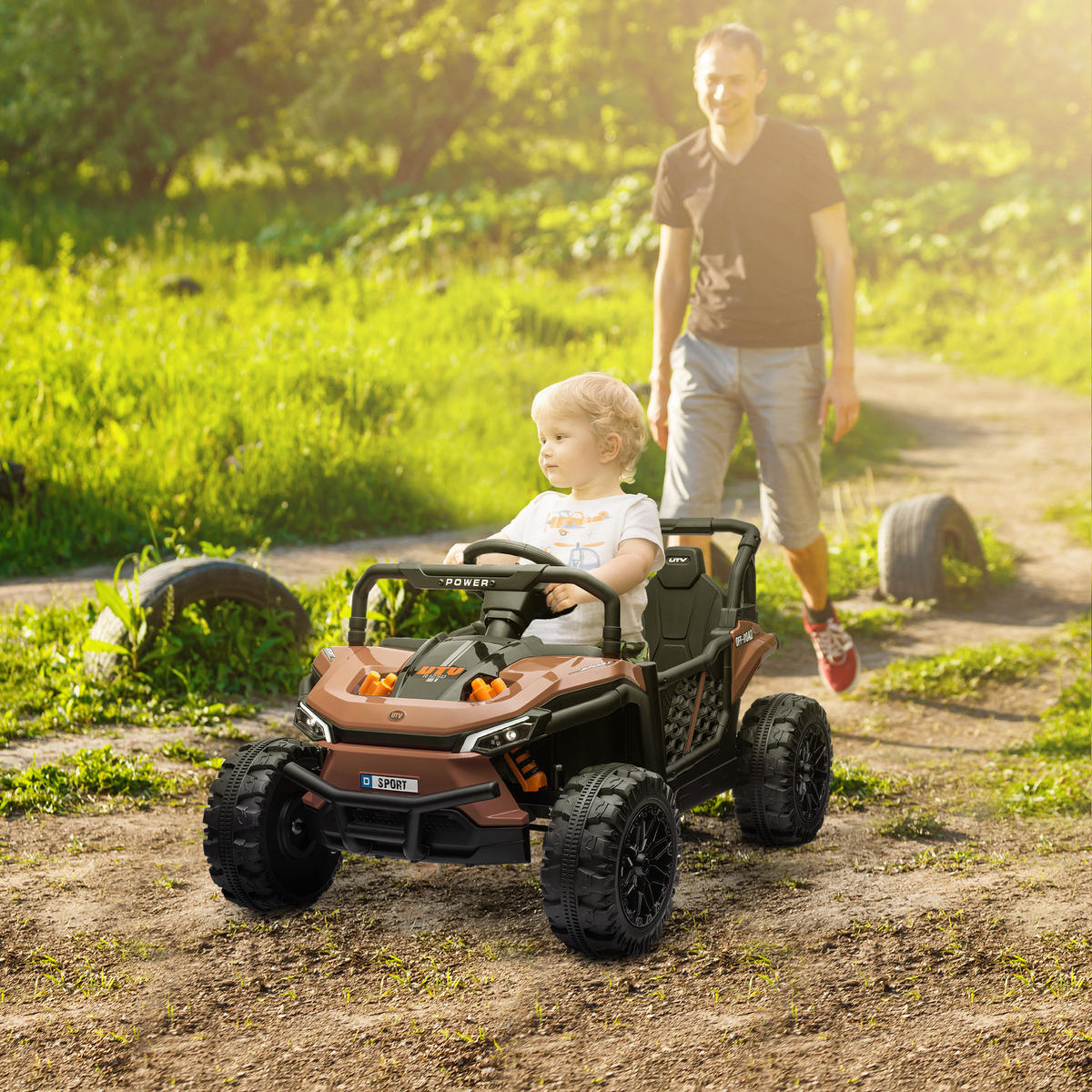 ELEKTRO-KINDERAUTO DE-13045 2,4G Fernbedienung Braun - Braun, Kunststoff (103/69/59cm) - ComfortXL