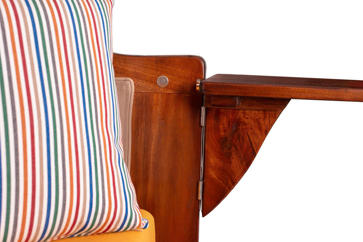 STRANDKORB Seeblick 2 Sitzer Mahagoni - Gelb/Braun, Metall (125/170/80cm) - Mr. Deko