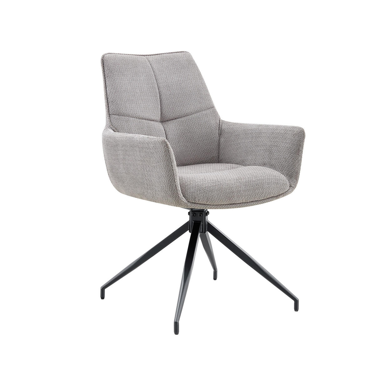 ESSTUHL 2er-Set Grau mit Stoffbezug und 360° Drehfunktion - Schwarz, Metall (48/85/50cm) - PANGIVO