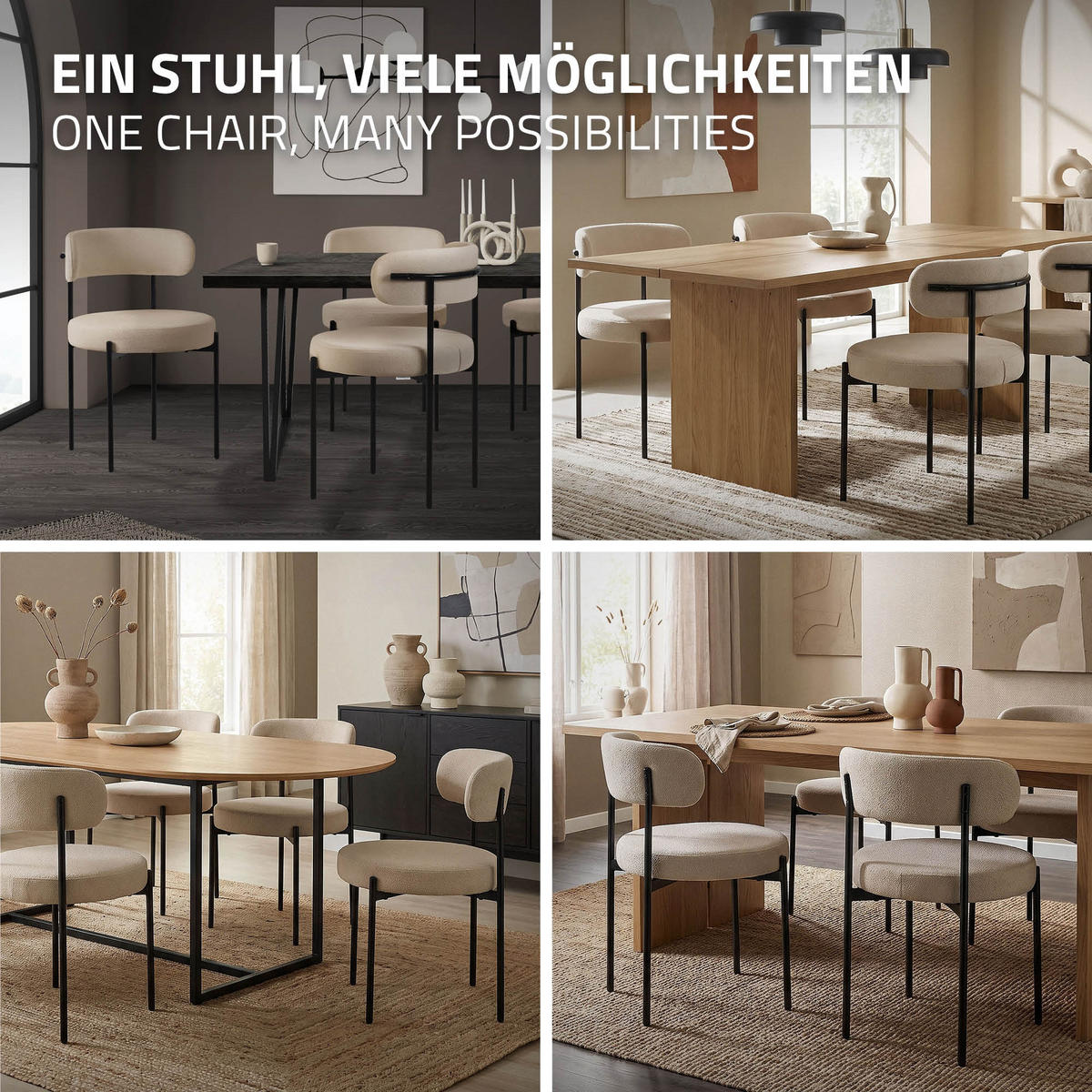 SADA 2 JÍDELNÍCH ŽIDLÍ Hnědá plyšová látka - černá/hnědá, kov (53/78/50cm) - ML-DESIGN