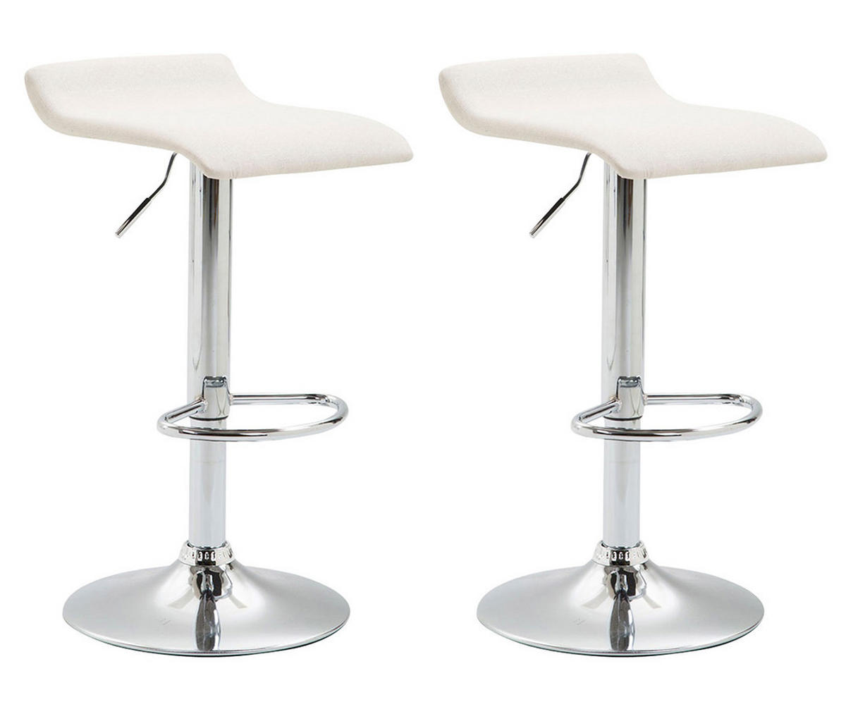BARHOCKER 2er Set Stoff creme - Chromfarben/Creme, Textil/Metall (36/63/39cm) - CLP