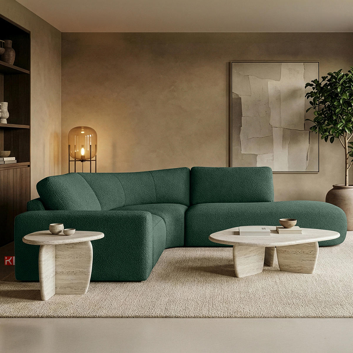 ECKSOFA RECHTS ZUCCO, Grün - Grün, Holz/Holzwerkstoff (224/293cm) - KONSIMO®
