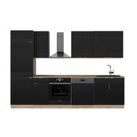KUHINJSKI BLOK Fame-Line Crna Prugasta/Zlatna Snaga Hrasta 300 cm , RP Hrast - hrast medunac/crna, drvni materijal (300/206.8/60cm) - Vicco