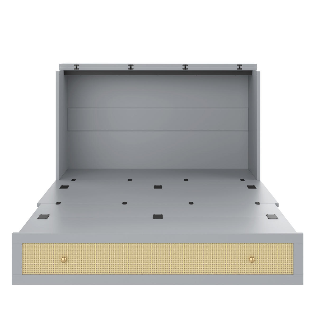 SCHRANKBETT 140/200 cm Grau mit USB und Steckdose umbaubar - Grau, Holzwerkstoff (140/200cm) - OKWISH